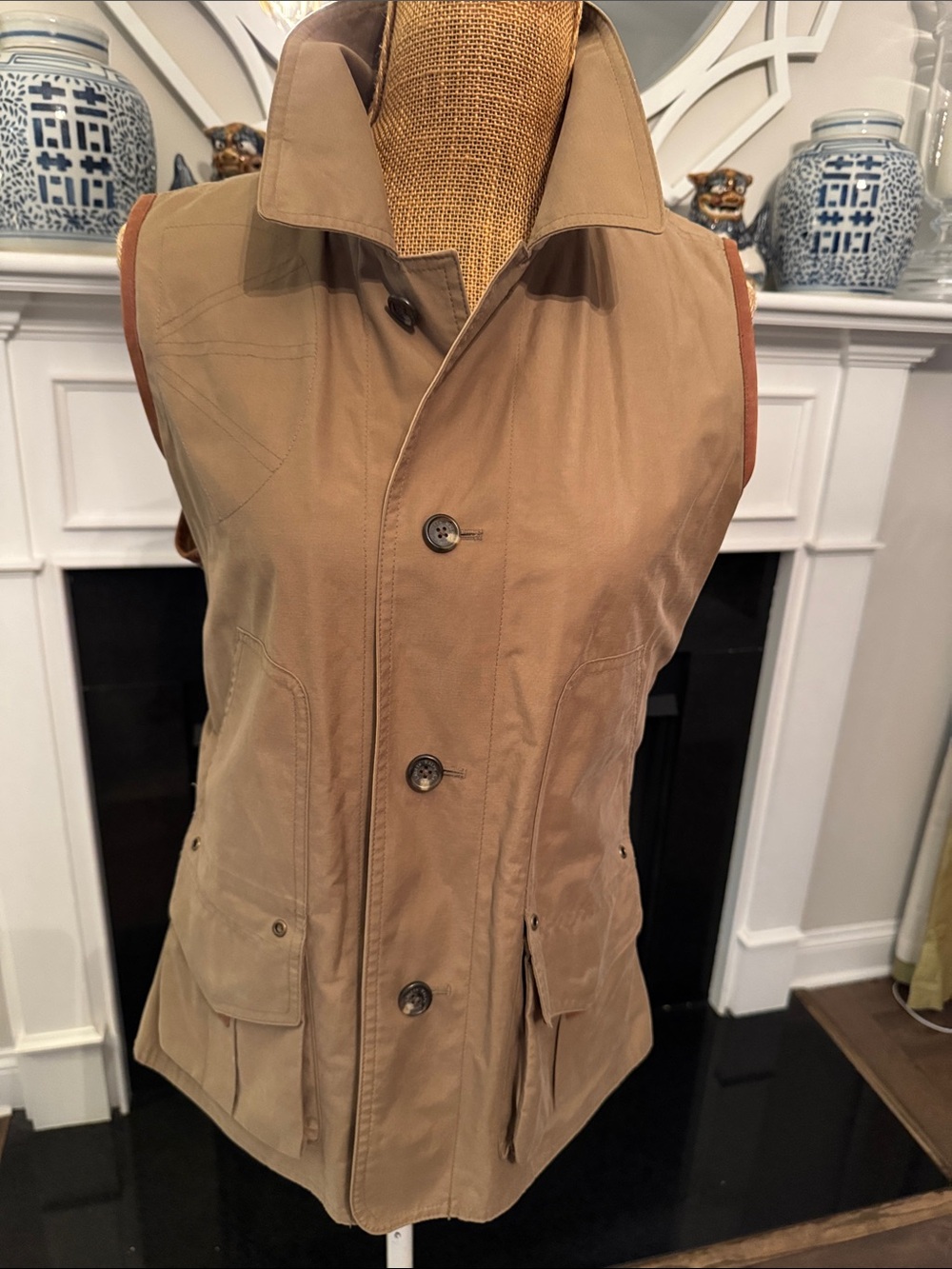 Lauren Ralph Lauren Tailored Women's Sleeveless Utility Safari Style Vest - Tan